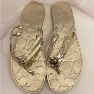 Coach Metallic Double Strap Flip Flops